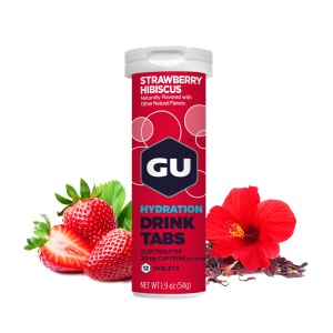 GU Tabletki nawadniające Hydration Drink Tabs z kofeiną, truskawka hibiskus