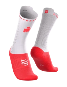 Compressport skarpetki kolarskie V4.0 IM26 white/neon red