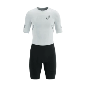 Compressport Strój triathlonowy męski Aero Seamless SS biały/czarny